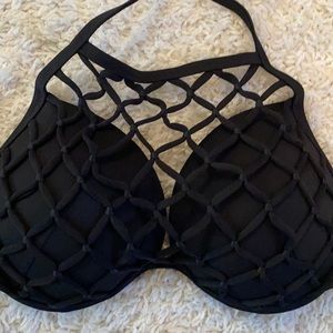 Black net bathing suit top